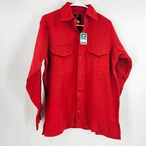 Vintage Johnson Woolen Mills Jacket Red Flannel Button Down Deadstock NWT Size M